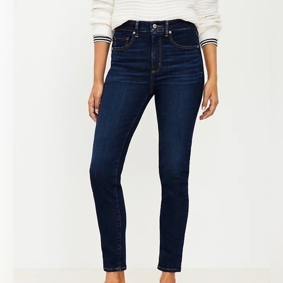 Loft Dark Wash High Waist Skinny Jeans 00 / 24 - Picture 1 of 11